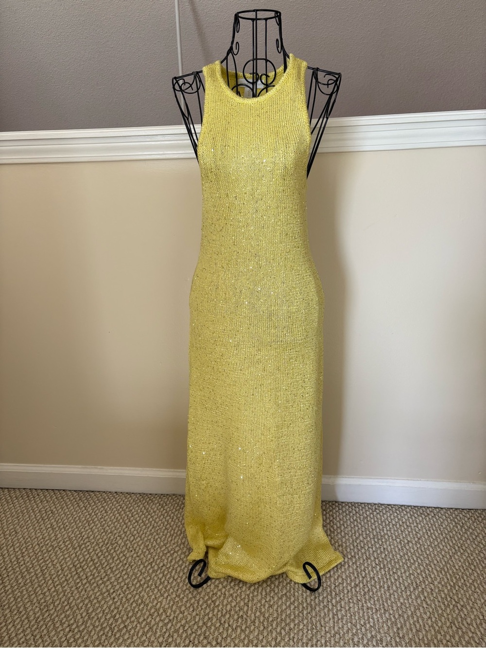 House of Harlow Yellow Sleeveless Knit Maxi Dress